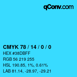 Color code: CMYK 78 / 14 / 0 / 0 | qconv.com