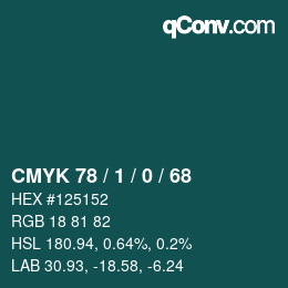 Color code: CMYK 78 / 1 / 0 / 68 | qconv.com