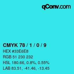 Color code: CMYK 78 / 1 / 0 / 9 | qconv.com