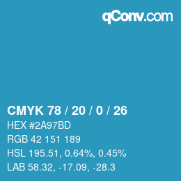 Color code: CMYK 78 / 20 / 0 / 26 | qconv.com