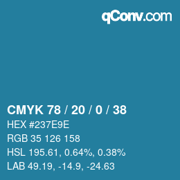 Color code: CMYK 78 / 20 / 0 / 38 | qconv.com