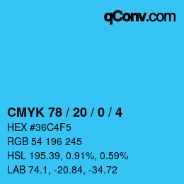 Código de color: CMYK 78 / 20 / 0 / 4 | qconv.com