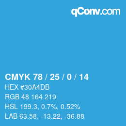 Color code: CMYK 78 / 25 / 0 / 14 | qconv.com