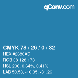 Farbcode: CMYK 78 / 26 / 0 / 32 | qconv.com