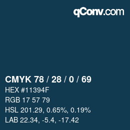Color code: CMYK 78 / 28 / 0 / 69 | qconv.com