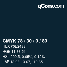Código de color: CMYK 78 / 30 / 0 / 80 | qconv.com