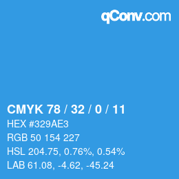 カラーコード: CMYK 78 / 32 / 0 / 11 | qconv.com