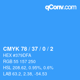 カラーコード: CMYK 78 / 37 / 0 / 2 | qconv.com