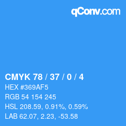 カラーコード: CMYK 78 / 37 / 0 / 4 | qconv.com