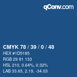 カラーコード: CMYK 78 / 39 / 0 / 48 | qconv.com