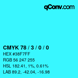 カラーコード: CMYK 78 / 3 / 0 / 0 | qconv.com