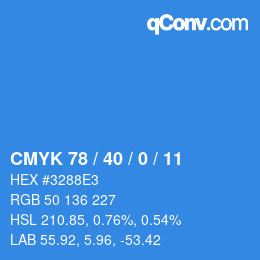 カラーコード: CMYK 78 / 40 / 0 / 11 | qconv.com