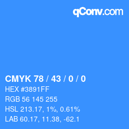 カラーコード: CMYK 78 / 43 / 0 / 0 | qconv.com