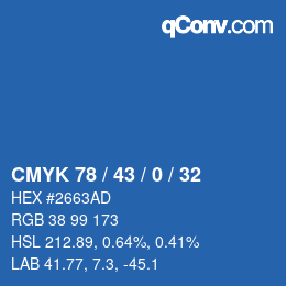 Color code: CMYK 78 / 43 / 0 / 32 | qconv.com
