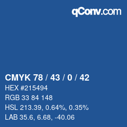 Color code: CMYK 78 / 43 / 0 / 42 | qconv.com