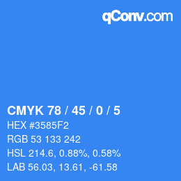 Farbcode: CMYK 78 / 45 / 0 / 5 | qconv.com
