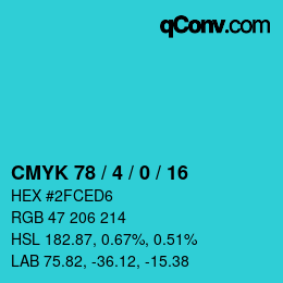 カラーコード: CMYK 78 / 4 / 0 / 16 | qconv.com