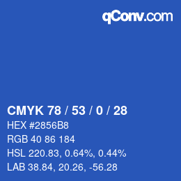 颜色代码: CMYK 78 / 53 / 0 / 28 | qconv.com