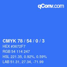 Color code: CMYK 78 / 54 / 0 / 3 | qconv.com