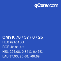 颜色代码: CMYK 78 / 57 / 0 / 26 | qconv.com