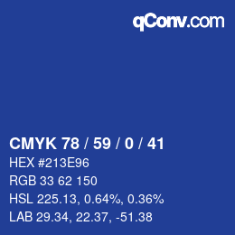 Color code: CMYK 78 / 59 / 0 / 41 | qconv.com