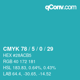 Color code: CMYK 78 / 5 / 0 / 29 | qconv.com