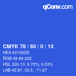 颜色代码: CMYK 78 / 60 / 0 / 13 | qconv.com