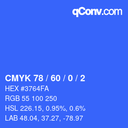 颜色代码: CMYK 78 / 60 / 0 / 2 | qconv.com