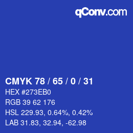 カラーコード: CMYK 78 / 65 / 0 / 31 | qconv.com