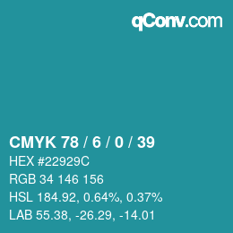 カラーコード: CMYK 78 / 6 / 0 / 39 | qconv.com