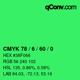 カラーコード: CMYK 78 / 6 / 60 / 0 | qconv.com