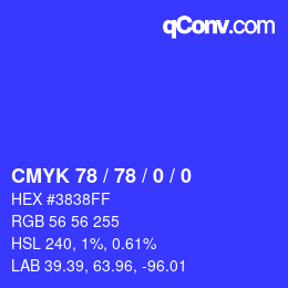 颜色代码: CMYK 78 / 78 / 0 / 0 | qconv.com
