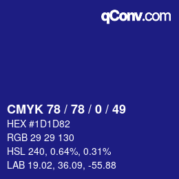 Color code: CMYK 78 / 78 / 0 / 49 | qconv.com