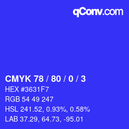 カラーコード: CMYK 78 / 80 / 0 / 3 | qconv.com