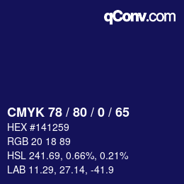 Color code: CMYK 78 / 80 / 0 / 65 | qconv.com
