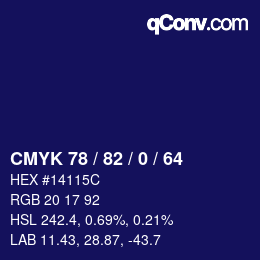 Color code: CMYK 78 / 82 / 0 / 64 | qconv.com