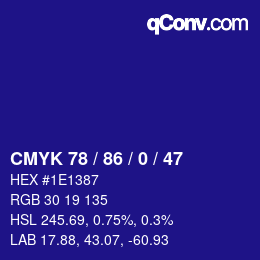 Color code: CMYK 78 / 86 / 0 / 47 | qconv.com