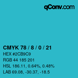 Color code: CMYK 78 / 8 / 0 / 21 | qconv.com