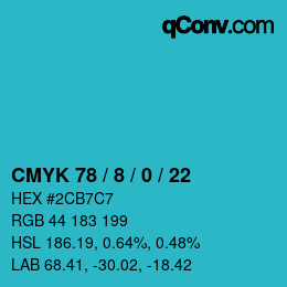 カラーコード: CMYK 78 / 8 / 0 / 22 | qconv.com