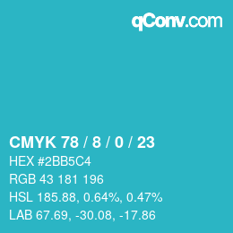 カラーコード: CMYK 78 / 8 / 0 / 23 | qconv.com