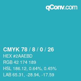 Color code: CMYK 78 / 8 / 0 / 26 | qconv.com
