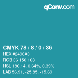 カラーコード: CMYK 78 / 8 / 0 / 36 | qconv.com