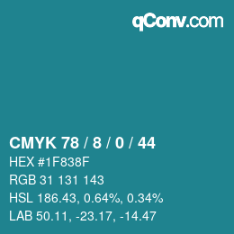 カラーコード: CMYK 78 / 8 / 0 / 44 | qconv.com
