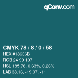 カラーコード: CMYK 78 / 8 / 0 / 58 | qconv.com