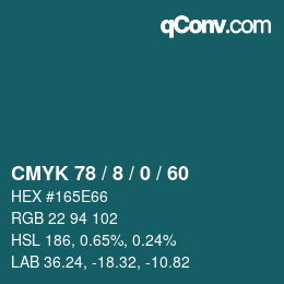 颜色代码: CMYK 78 / 8 / 0 / 60 | qconv.com