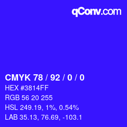 颜色代码: CMYK 78 / 92 / 0 / 0 | qconv.com