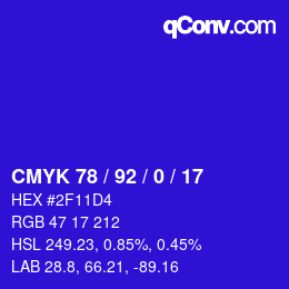 Color code: CMYK 78 / 92 / 0 / 17 | qconv.com