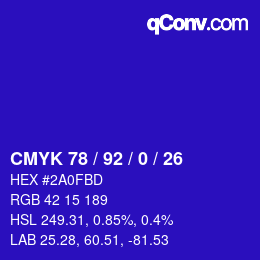 Color code: CMYK 78 / 92 / 0 / 26 | qconv.com