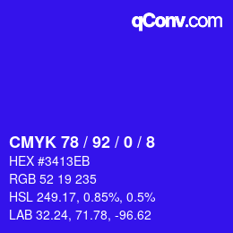 カラーコード: CMYK 78 / 92 / 0 / 8 | qconv.com
