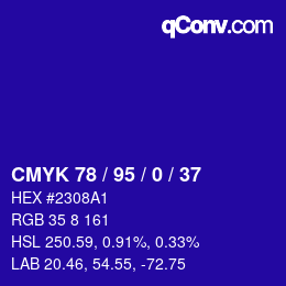 Color code: CMYK 78 / 95 / 0 / 37 | qconv.com